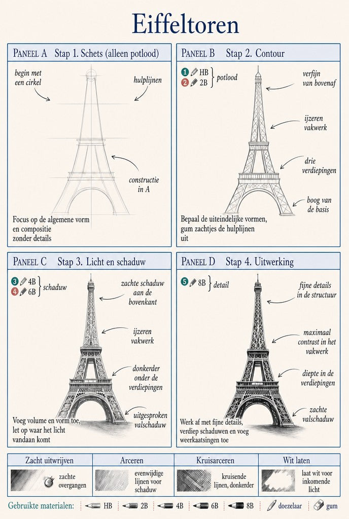 Stap-voor-stapoefening — Eiffeltoren