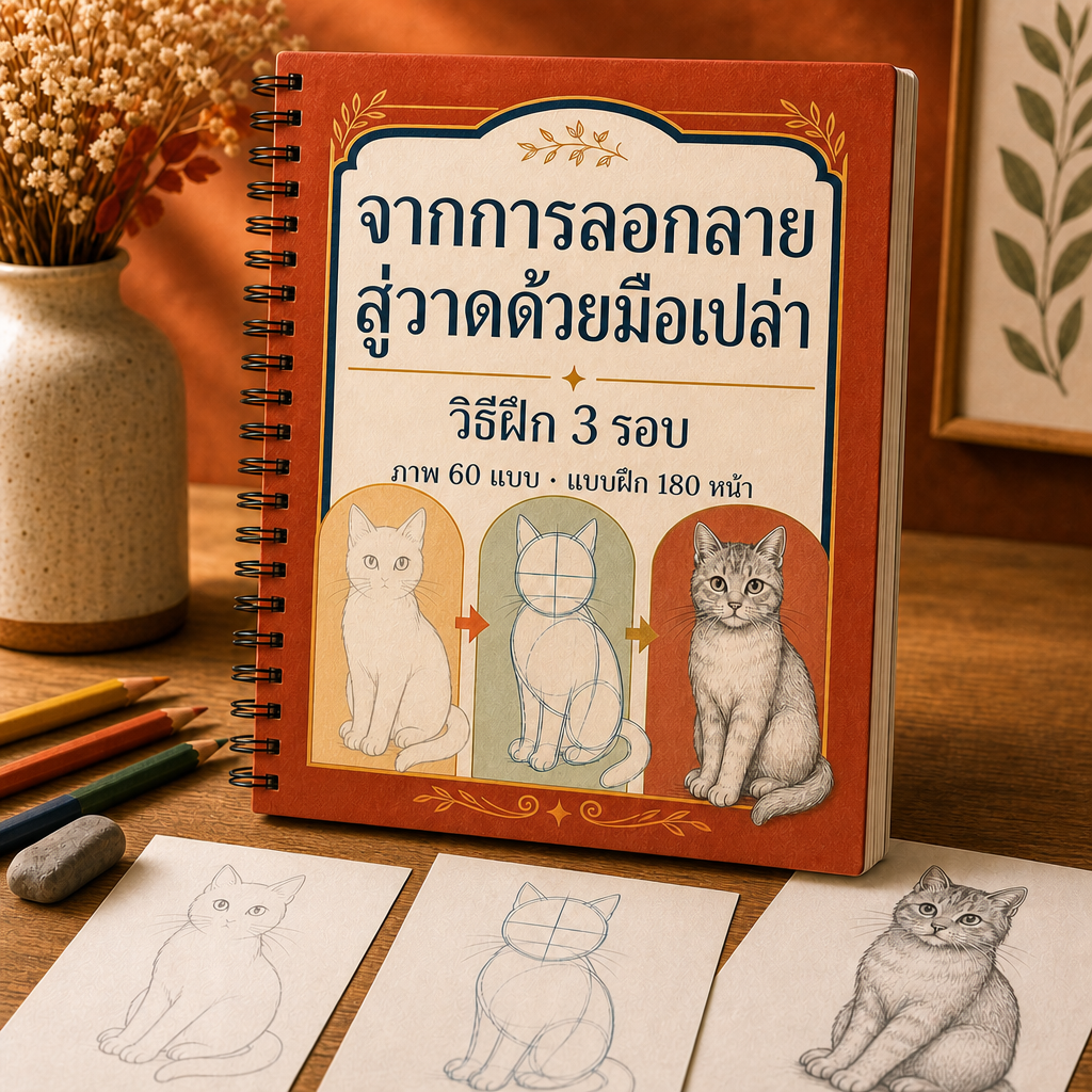 จากการลอกลายสู่วาดด้วยมือเปล่า · วิธีฝึก 3 รอบ